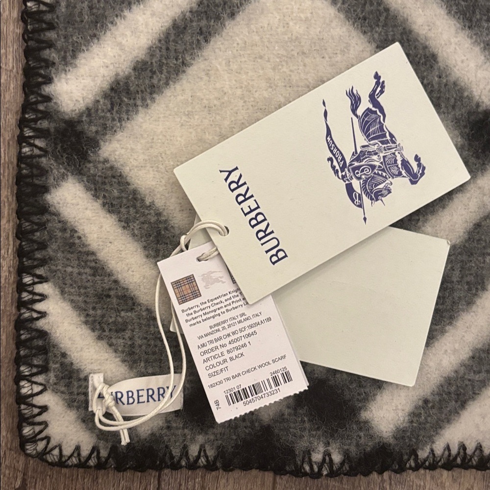 Burberry Check Wool Scarf NWT - Picture 6 of 9
